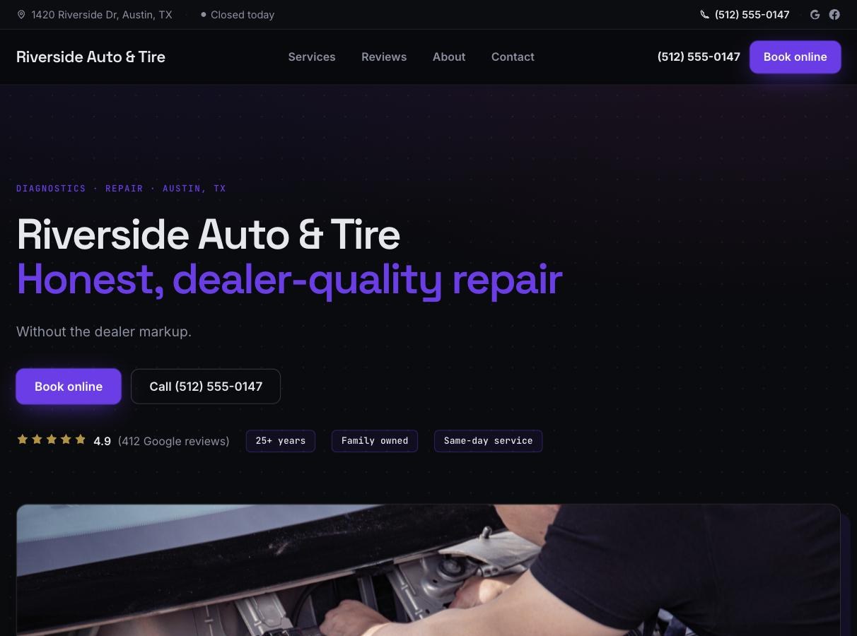 AxleDash Circuit template — auto repair website